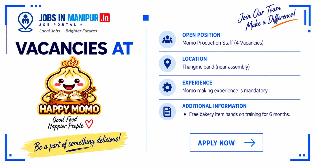 Happy Momo Momo Production Staff vacancy in Thangmeiband, Manipur